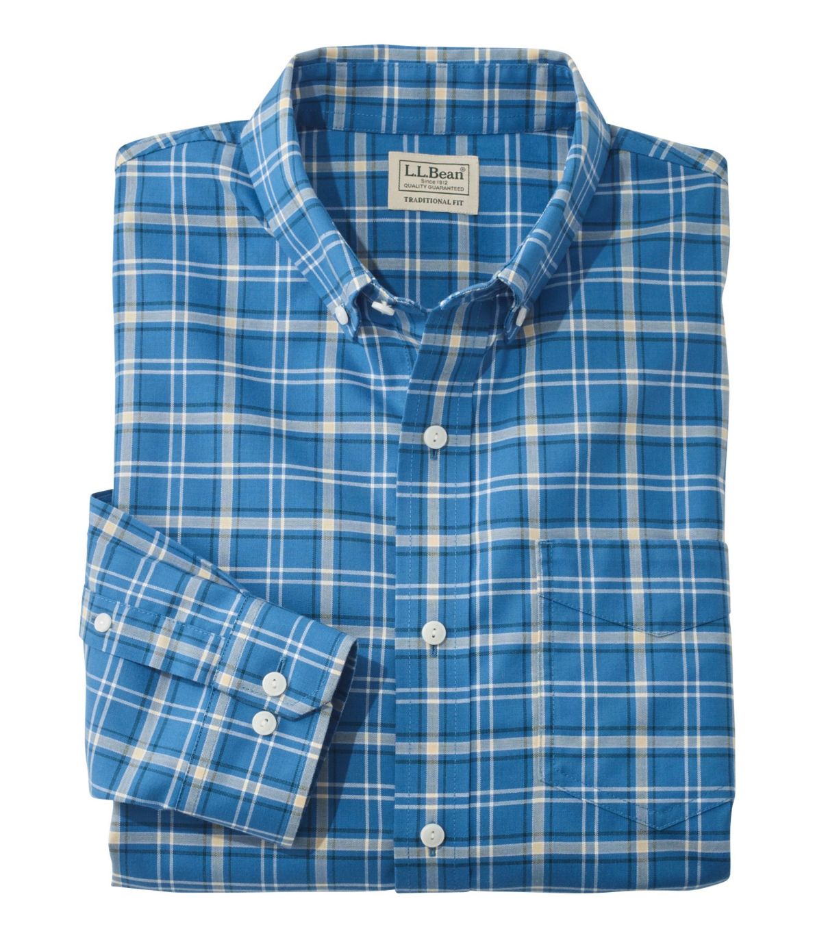 Men's Easy-Care Chambray Shirt, Traditional Fit Plaid