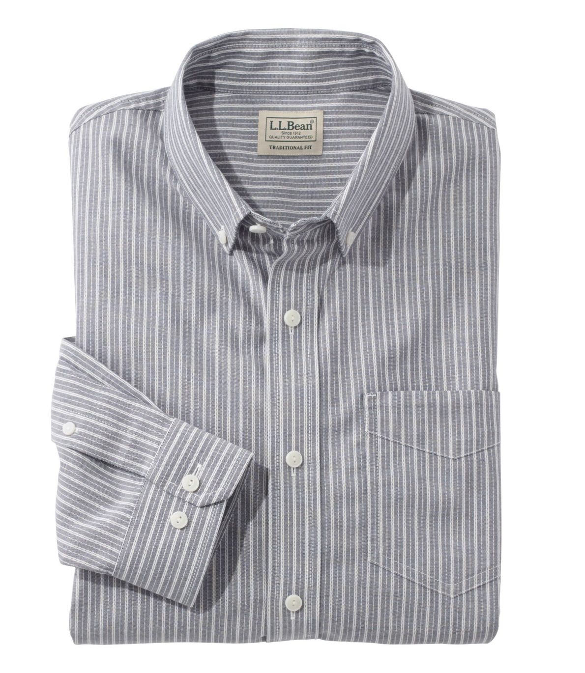Easy-Care Chambray Shirt, Traditional Fit Stripe