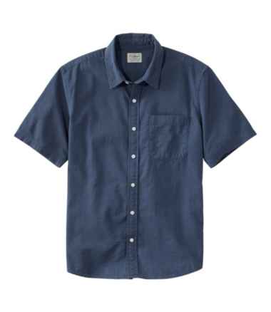 Men's Organic Seersucker Shirt, Short-Sleeve, Slightly Fitted, Stripe