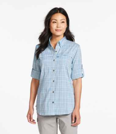 Women's Tropicwear Shirt, Plaid Long-Sleeve