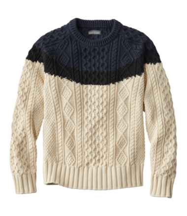 Men's Signature Cotton Fisherman Sweater, Crewneck, Stripe