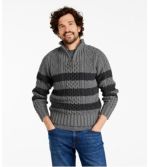 Men's Signature Cotton Fisherman Sweater, Quarter-Zip, Stripe