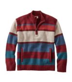 Men's Bean's Classic Ragg Wool Sweater, Quarter-Zip, Stripe