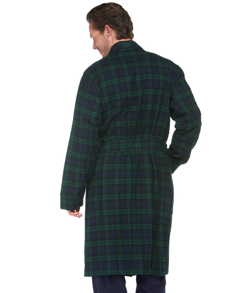 Men's Scotch Plaid Flannel Robe, Grey Stewart, small image number 3