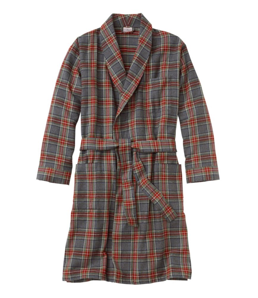 Men's Scotch Plaid Flannel Robe, Grey Stewart, small image number 1