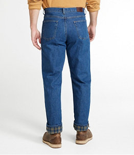 Men's Double L Jeans, Flannel-Lined Natural Fit