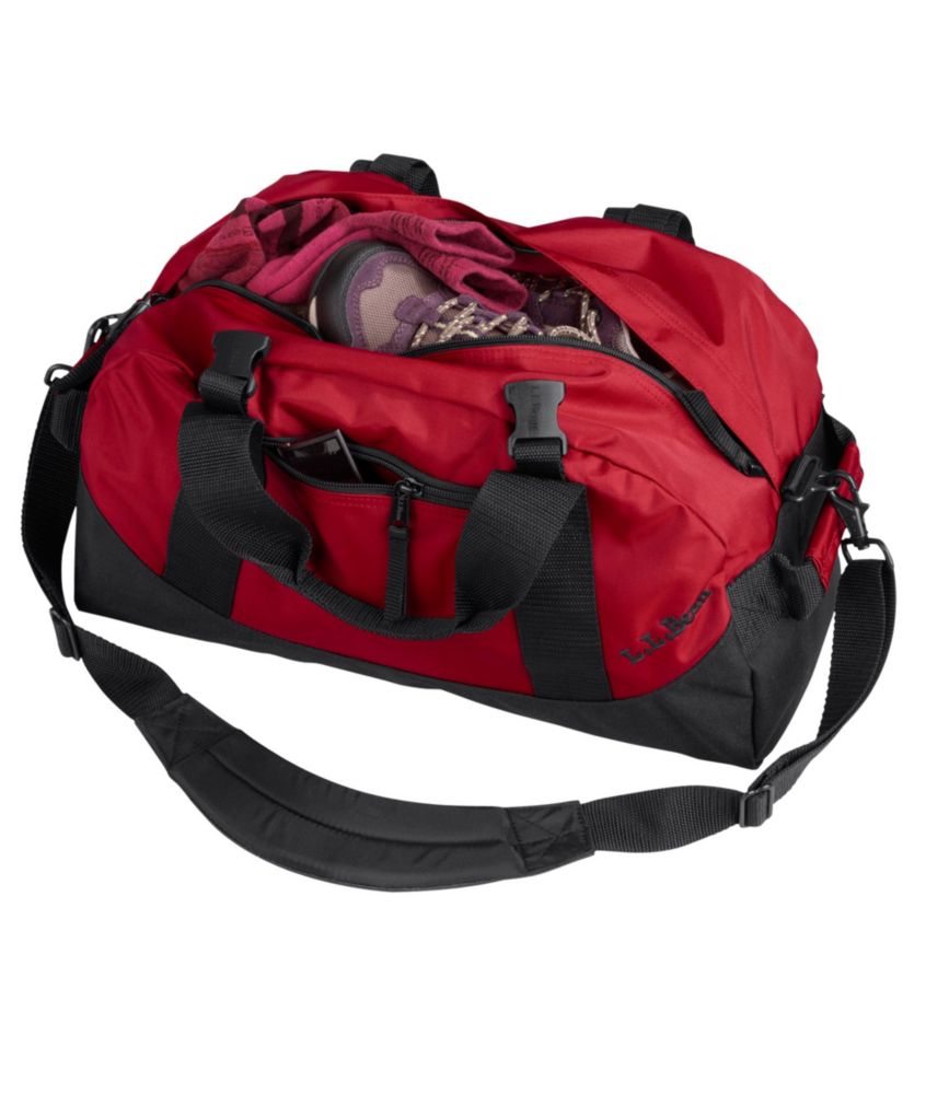 small red duffle bag