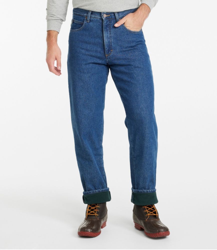 full blue flannel lined jeans