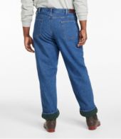 LL Bean Denim Fleece Lined Jeans Men's Size 42X32 Relaxed Fit Tapered Leg  Blue