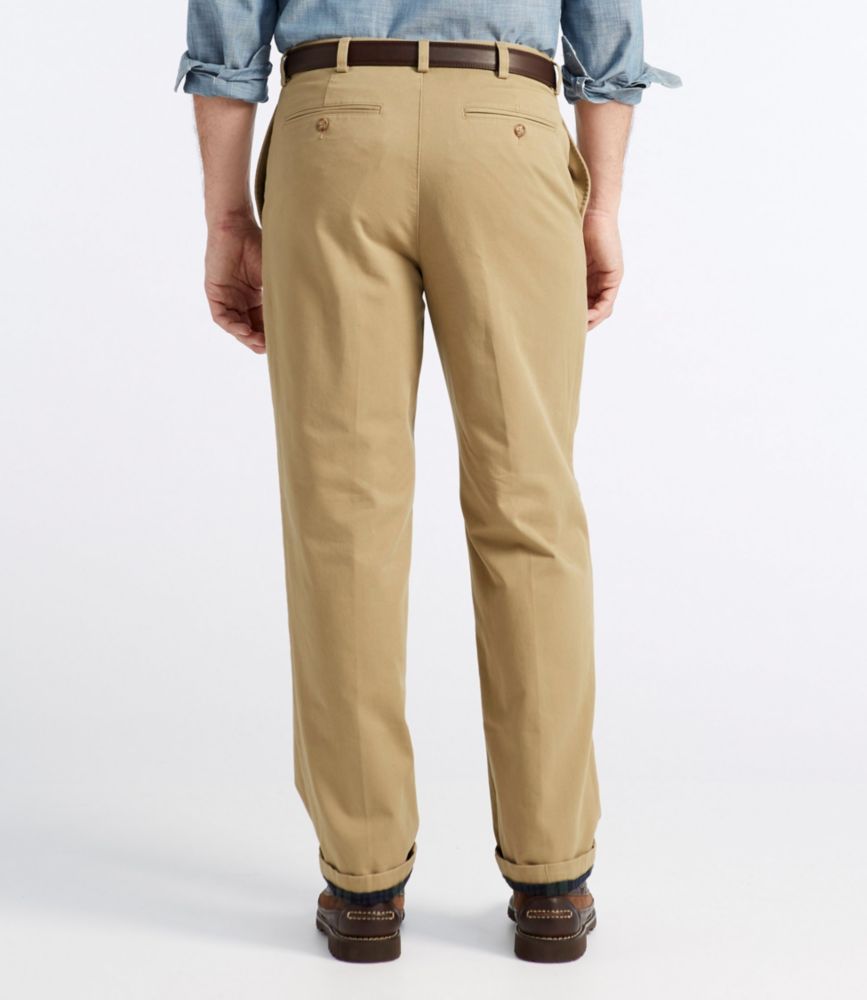 Men's Double L® Chinos, Natural Fit, Plain Front, Flannel-Lined, Dark Khaki, small image number 3