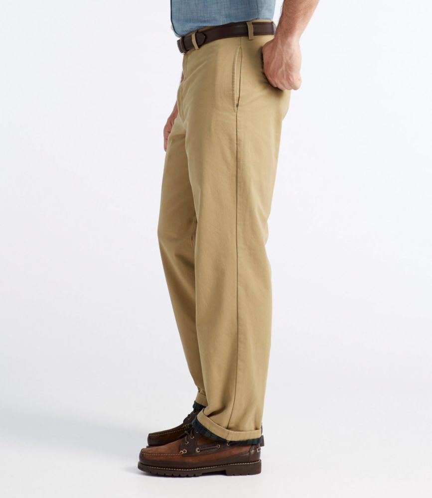 Men's Double L® Chinos, Natural Fit, Plain Front, Flannel-Lined, Dark Khaki, small image number 4