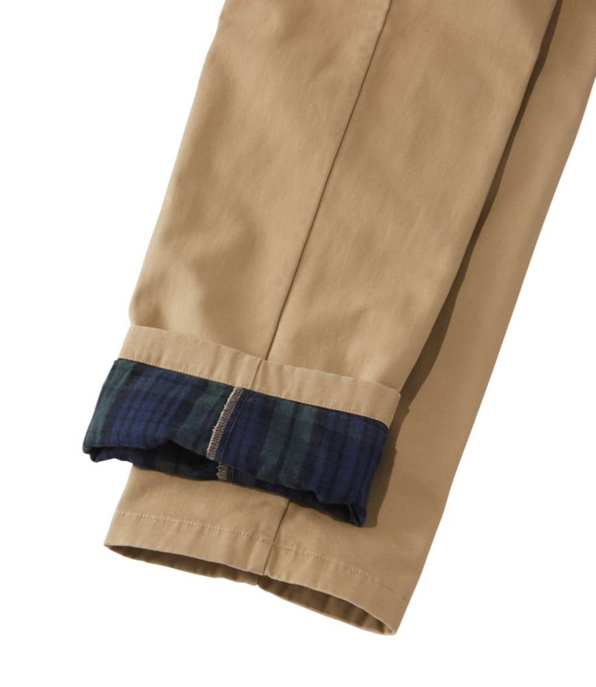 Men's Double L&reg; Chinos, Natural Fit, Plain Front, Flannel-Lined, Dark Khaki, small image number 6