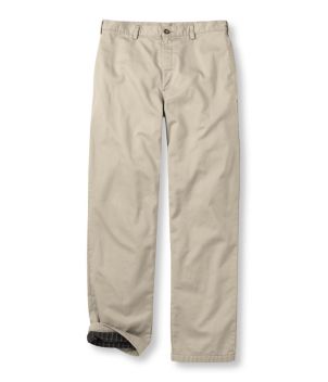 Men's Double L Chinos, Natural Fit, Plain Front, Flannel-Lined