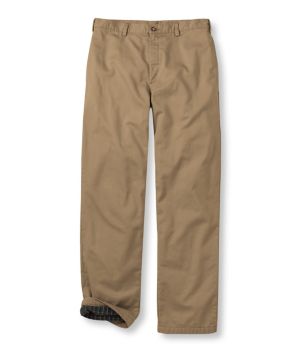 Men's Double L Chinos, Natural Fit, Plain Front, Flannel-Lined