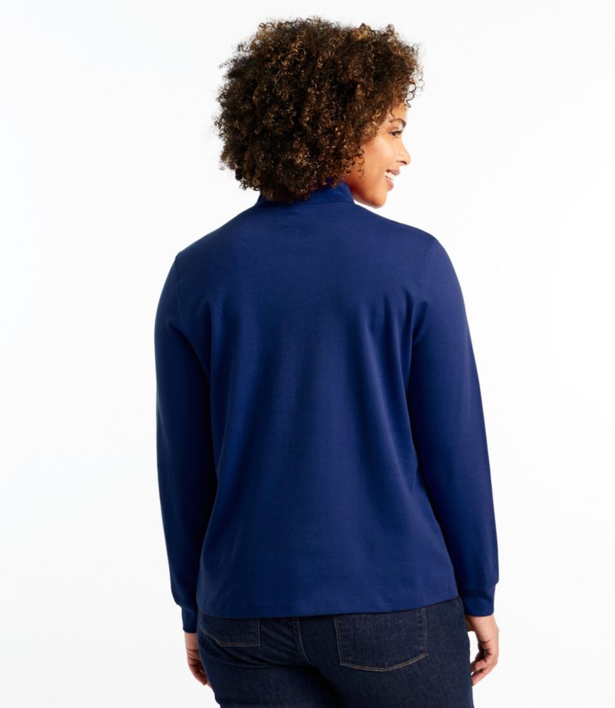 Women's L.L.Bean Interlock Mock-Turtleneck, Long-Sleeve, Alpine Blue, small image number 3