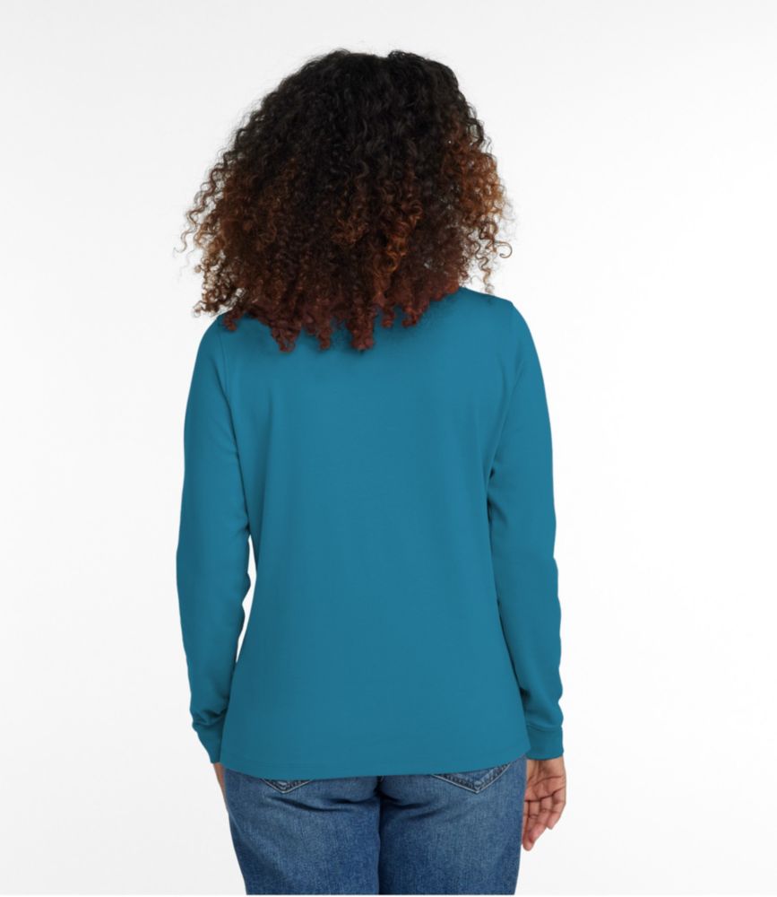 Women's L.L.Bean Interlock Mock-Turtleneck, Long-Sleeve, Alpine Blue, small image number 3