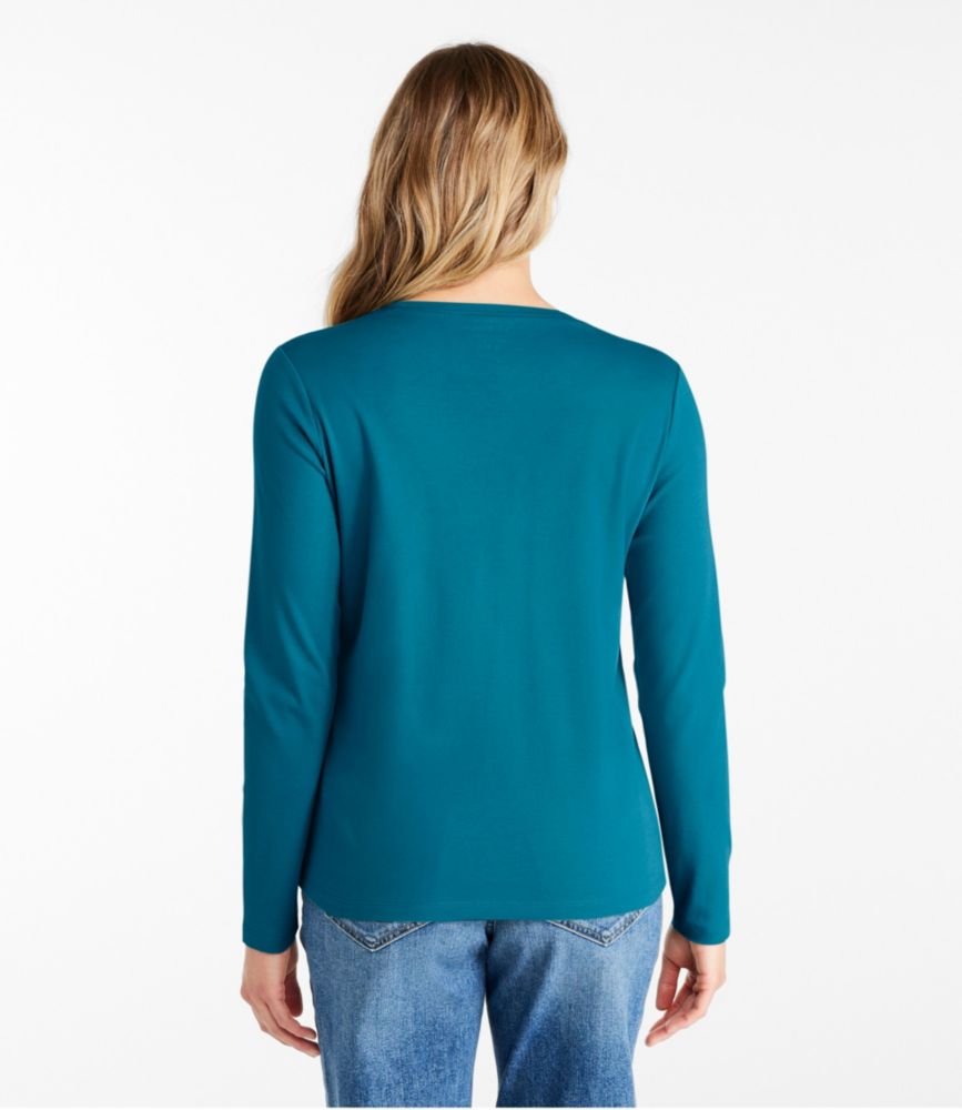 Women's L.L.Bean Tee, Long-Sleeve Crewneck, Alpine Blue, small image number 3