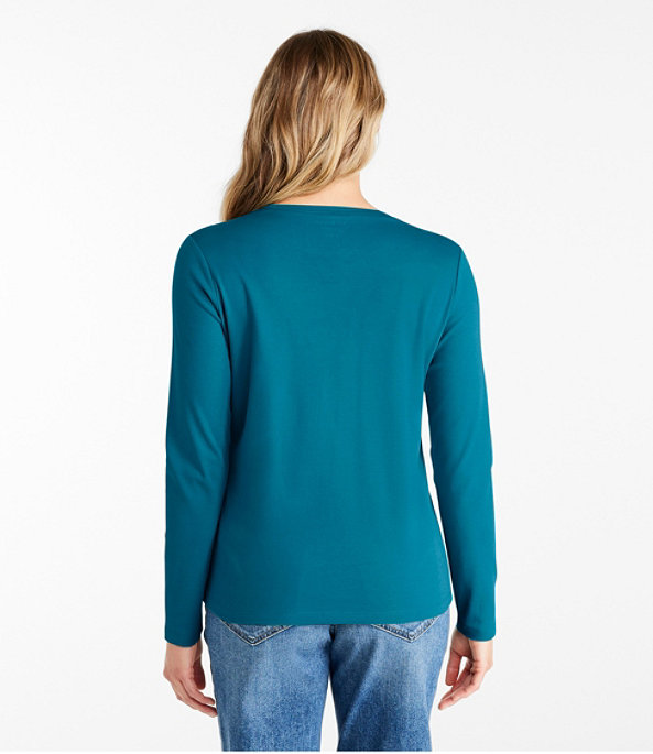 Women's L.L.Bean Tee, Long-Sleeve Crewneck, Deep Aqua, large image number 2