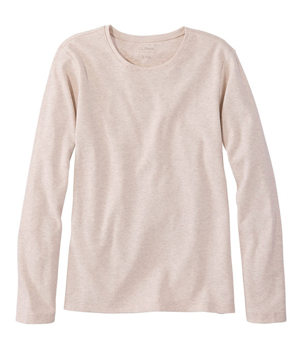 Women's L.L.Bean Tee, Long-Sleeve Crewneck, Cream Heather, large image number 0