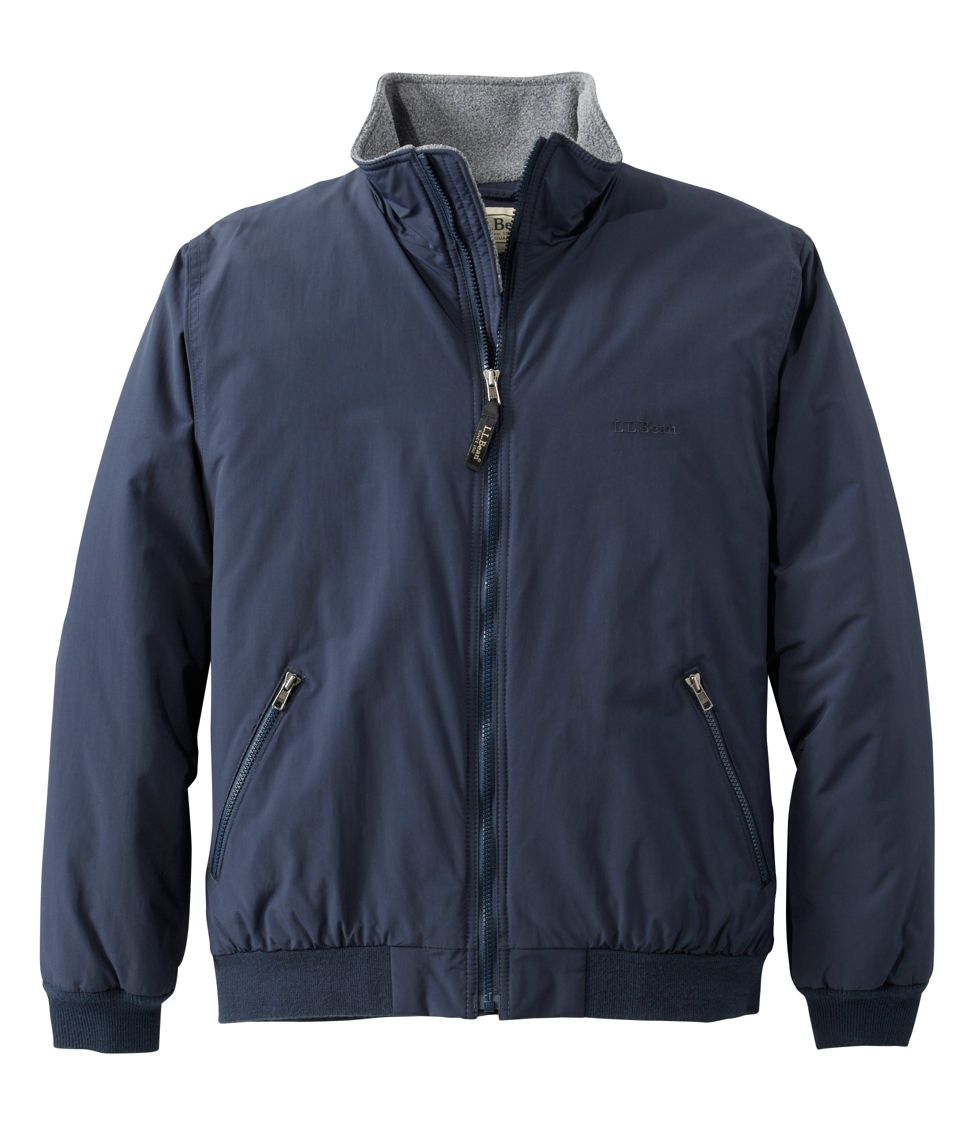 Men's Warm-Up Bomber Jacket, Fleece Lined Navy Large, Polyester/Nylon | L.L.Bean