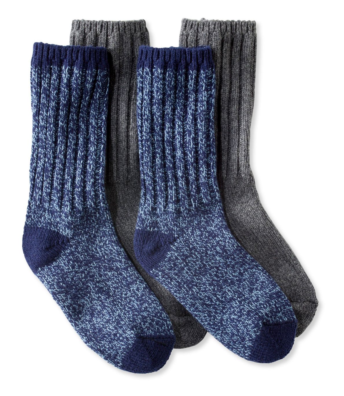 Adults' Wool-Blend Ragg Socks, Two Pairs