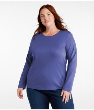 Women's Pima Cotton Tee, Long-Sleeve Crewneck