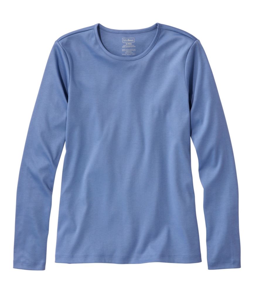 Women's Pima Cotton Tee, Long-Sleeve Crewneck, Deep Lake, small image number 1