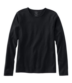 Women's Pima Cotton Tee, Long-Sleeve Crewneck