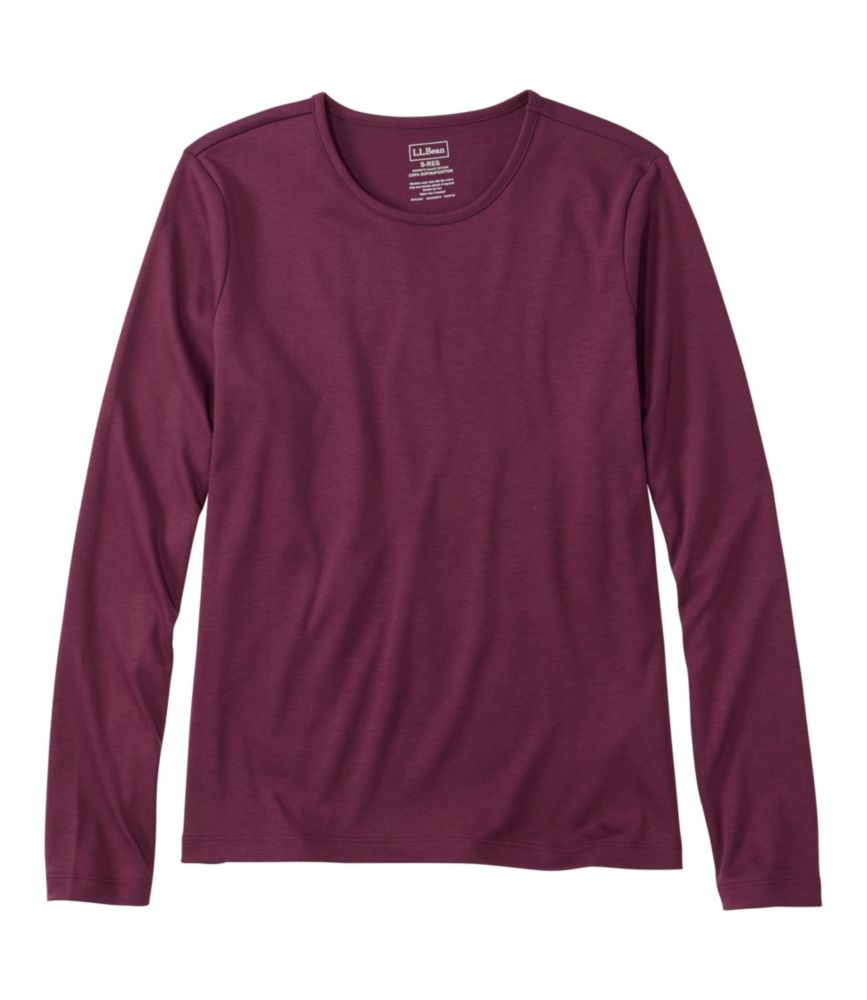 Women's Pima Cotton Tee, Long-Sleeve Crewneck