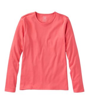 Women's Pima Cotton Tee, Long-Sleeve Crewneck