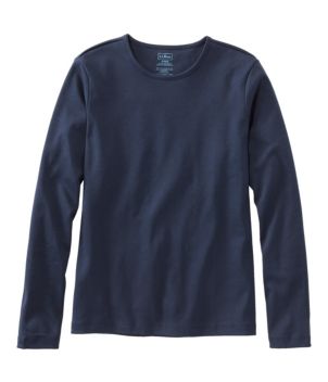 Women's Pima Cotton Tee, Long-Sleeve Crewneck