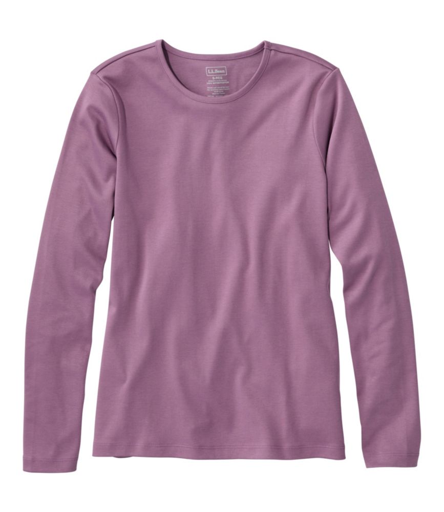 Women's Pima Cotton Tee, Long-Sleeve Crewneck, Mauve, small image number 1