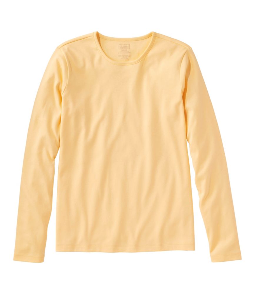 Women's Pima Cotton Tee, Long-Sleeve Crewneck, Butter, small image number 1