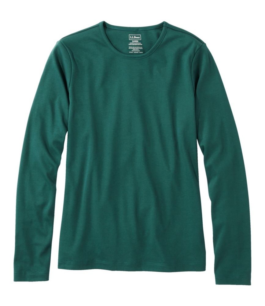 Women's Pima Cotton Tee, Long-Sleeve Crewneck