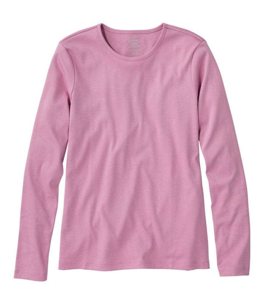 Women's Pima Cotton Tee, Long-Sleeve Crewneck