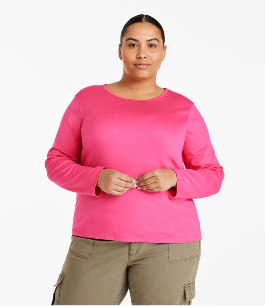 Women's Pima Cotton Tee, Long-Sleeve Crewneck