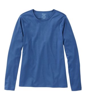 Women's Pima Cotton Tee, Long-Sleeve Crewneck