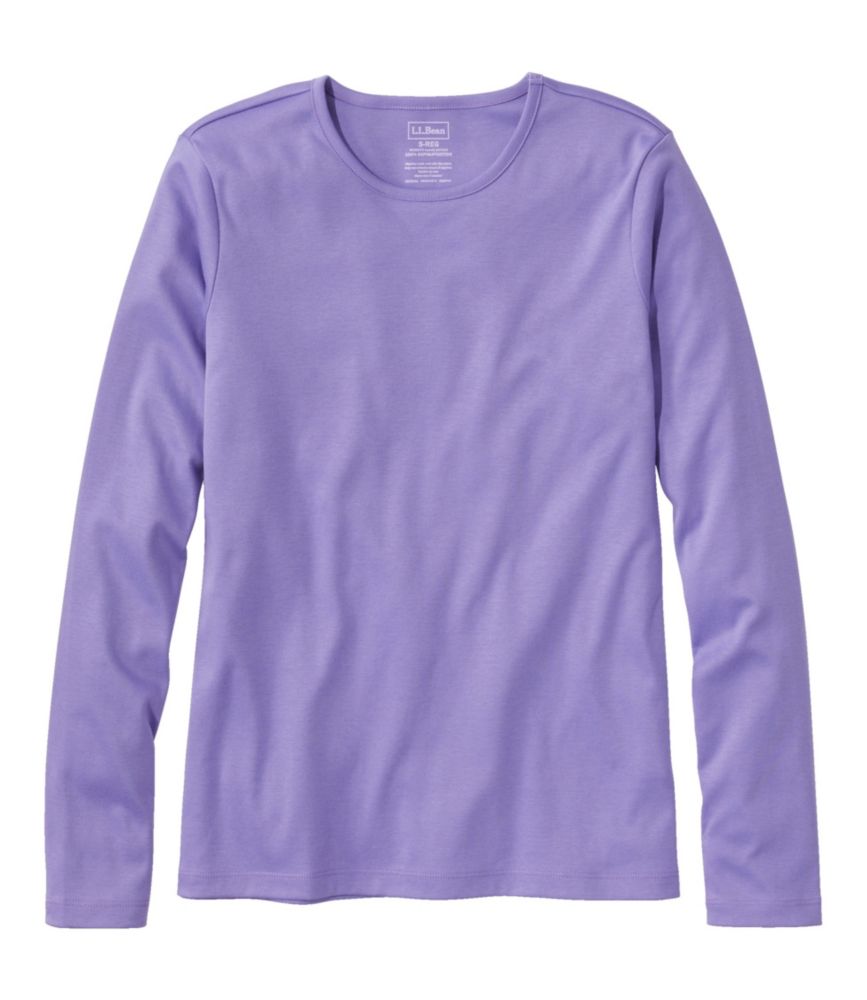 Women's Pima Cotton Tee, Long-Sleeve Crewneck