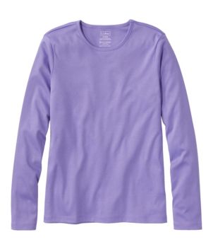 Women's Pima Cotton Tee, Long-Sleeve Crewneck