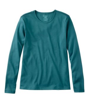 Women's Pima Cotton Tee, Long-Sleeve Crewneck
