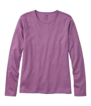 Women's Pima Cotton Tee, Long-Sleeve Crewneck