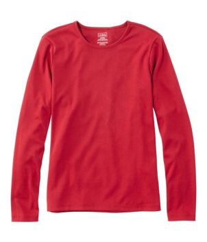 Women's Pima Cotton Tee, Long-Sleeve Crewneck