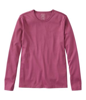 Women's Pima Cotton Tee, Long-Sleeve Crewneck