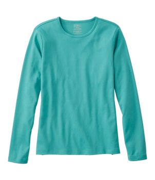 Women's Pima Cotton Tee, Long-Sleeve Crewneck