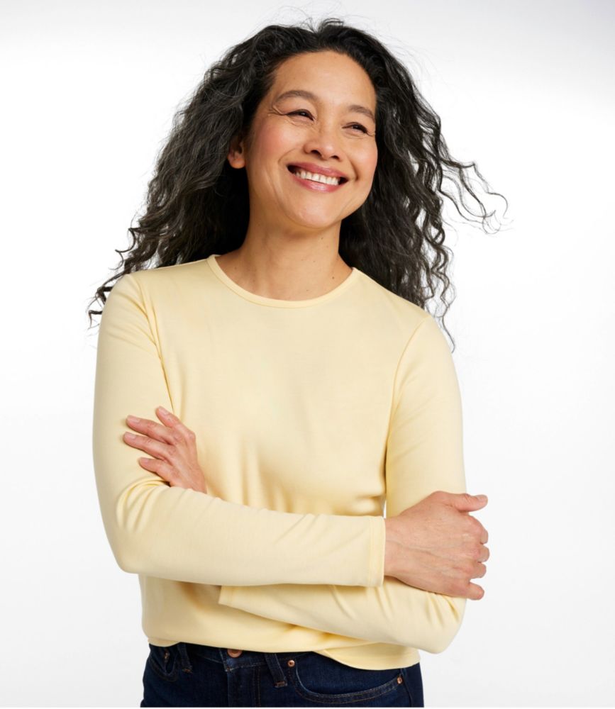Women's Pima Cotton Tee, Long-Sleeve Crewneck