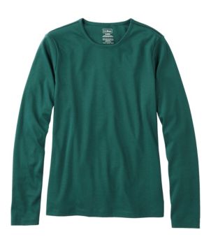 Women's Pima Cotton Tee, Long-Sleeve Crewneck