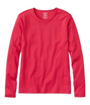 Women's Pima Cotton Tee, Long-Sleeve Crewneck