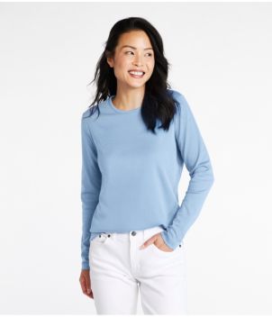 Women's L.L.Bean Interlock Mock-Turtleneck, Long-Sleeve Alpine Blue Small, Cotton