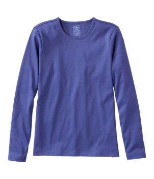 Women's Pima Cotton Tee, Long-Sleeve Crewneck