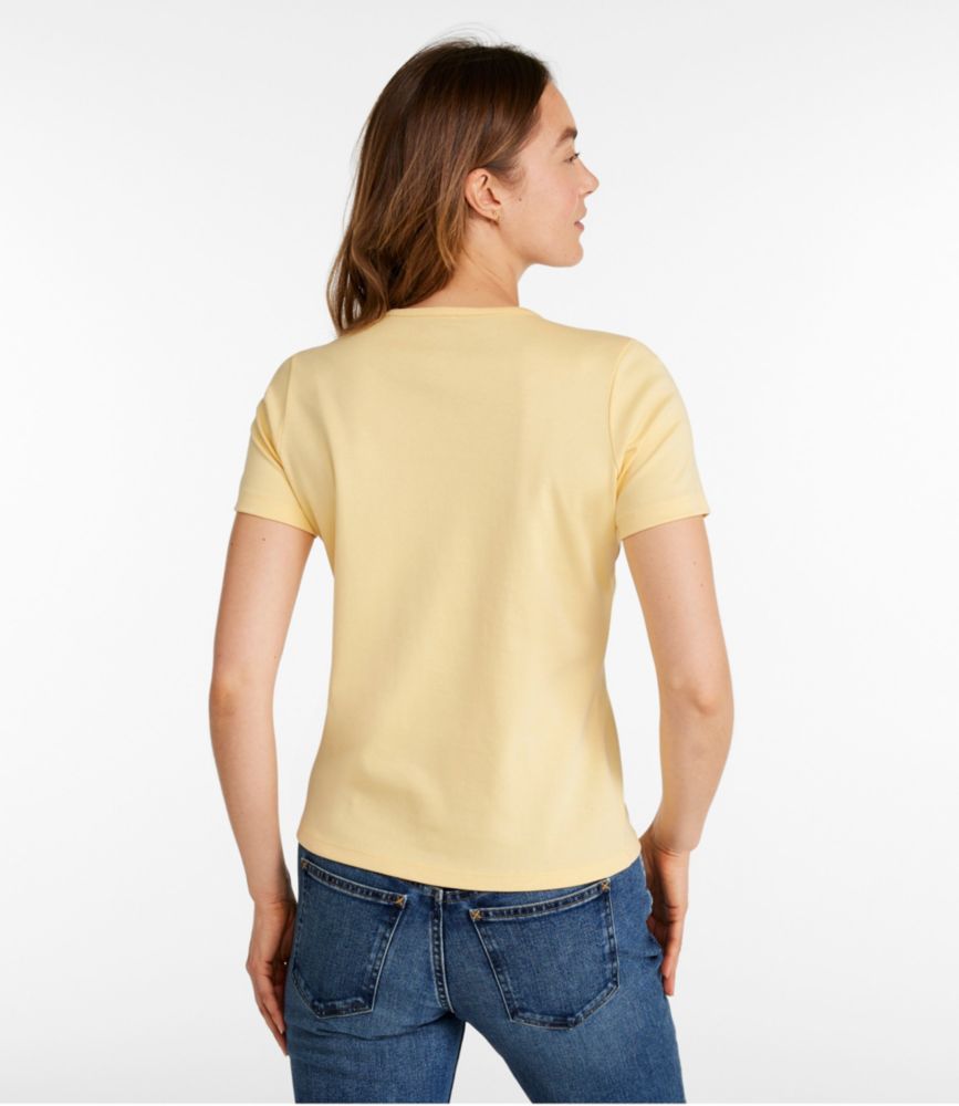 Women's Pima Cotton Tee, Short-Sleeve Crewneck, Butter, small image number 3